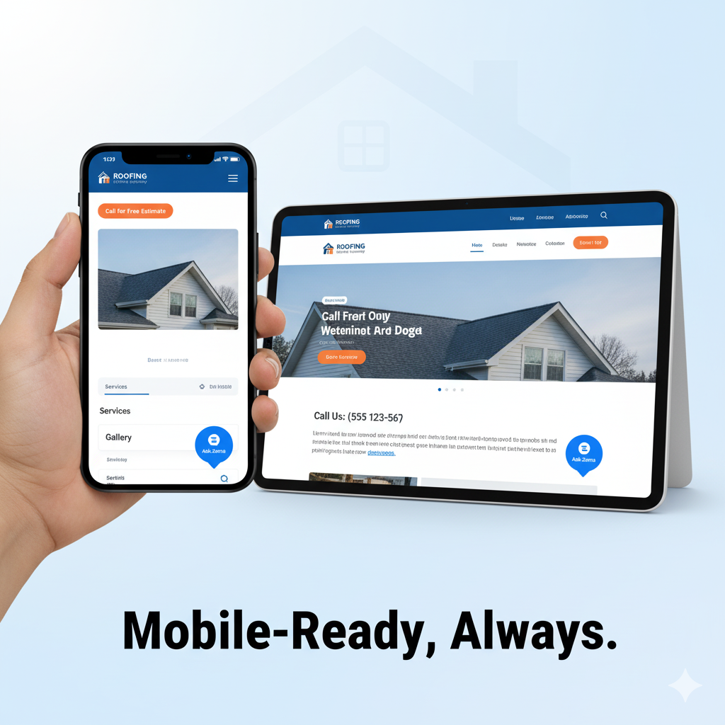 Roofing website design in Hialeah, mobile first with lead alerts