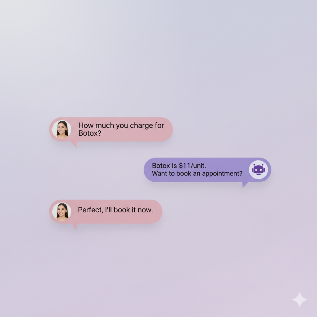 AI sales representative chatbot for med spas answering Botox pricing questions