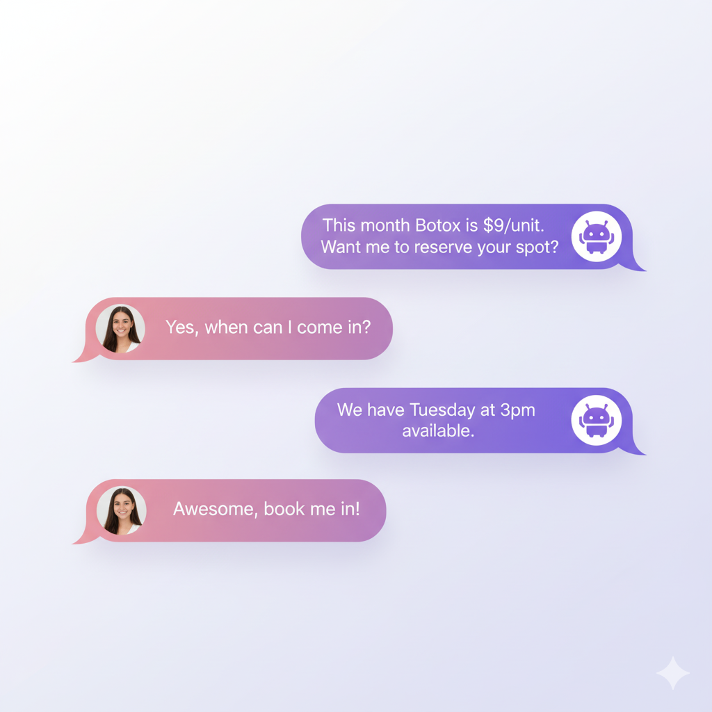 AI chatbot marketer promoting Botox specials for med spas