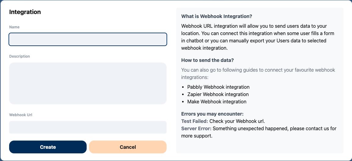 Zenna AI webhook integrations connecting to Zapier, Make, Pabbly, and CRM pipelines